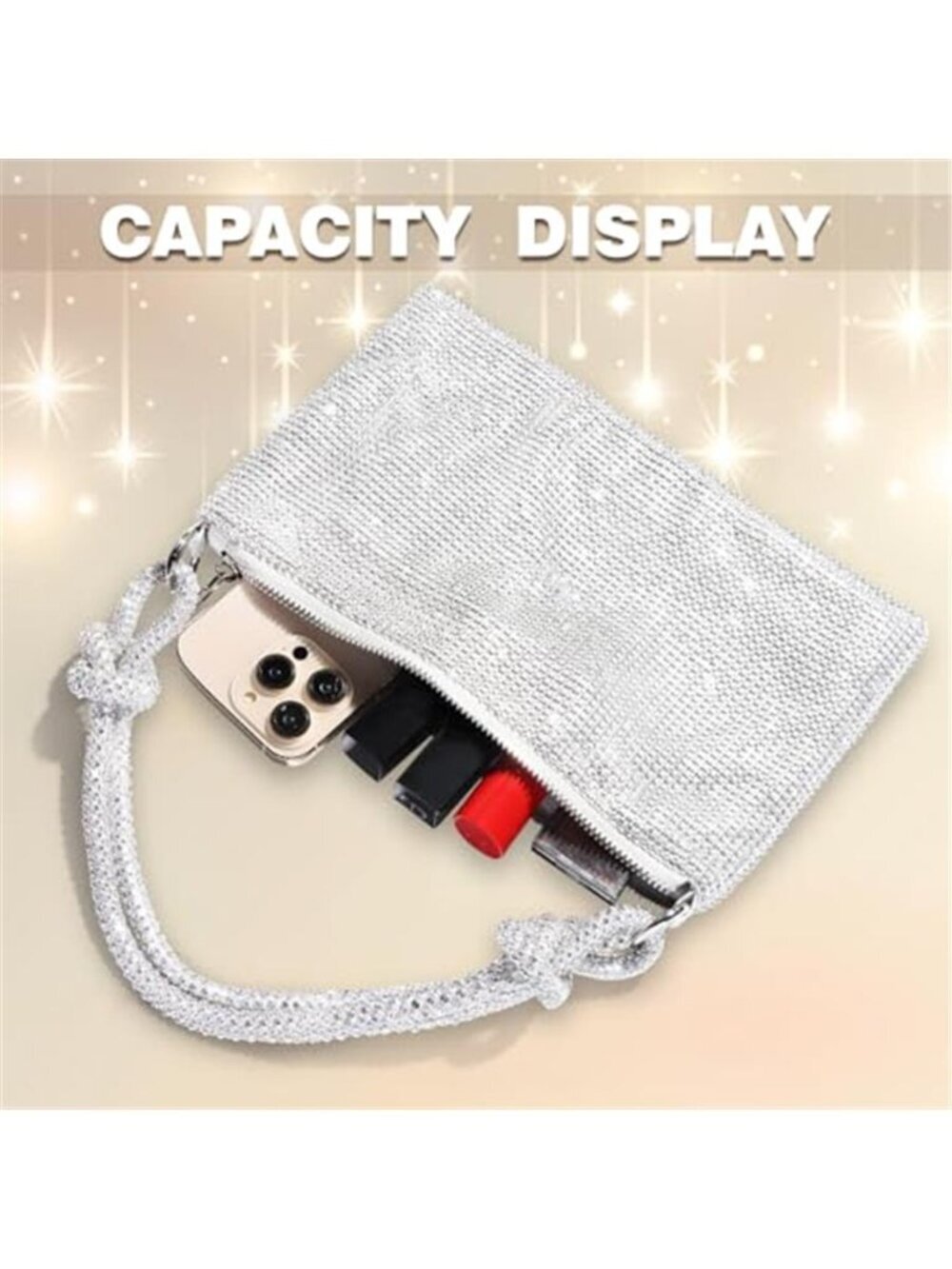 Clutch Purse for Women,Sparkly Rhinestone Evening Bag Wedding & Party - Picture 6 of 7